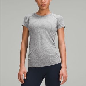 *tag cut out* lululemon grey swifty tech short sleeve shirt 2.0 size 4